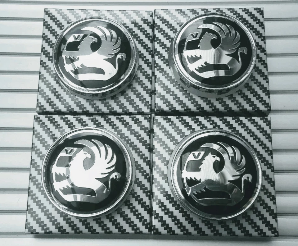 4x VAUXHALL ALLOY WHEEL CENTRE HUB CAPS BLACK-CHROME 60mm ADAM CORSA ASTRA VXR - Image 1 of 4