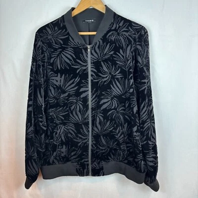 Torrid Women's Black Burnout Velvet Bomber Jacket Size 1X Witchy Fairy Grunge - Image 1 of 4