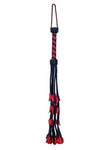 Real Cowhide Leather Flogger Handmade Thick 09 Tails Red Rose Floggers Whip - Picture 1 of 6