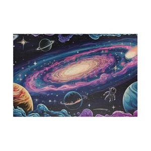 Vibrant Cosmic Galaxy with Astronaut Puzzle - Picture 1 of 4