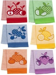COLORFUL FRUIT 18x28 Embroidered KITCHEN DISH TOWEL Cotton Picnic Napkin *CHOICE - Picture 1 of 7
