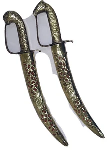 Rajput / Sikh Kripan golden Looking Brass Scabbard & Steel Blade lot Of 2pcs - Picture 1 of 5