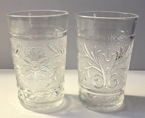 2 Tiara Indiana Clear Sandwich Glass Juice Tumblers ~ 3.5" Tall Glasses - Picture 1 of 5