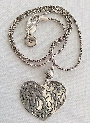 Silpada N1585 Sterling Silver 925 Filigree Heart Rope Chain Necklace - Image 1 of 4