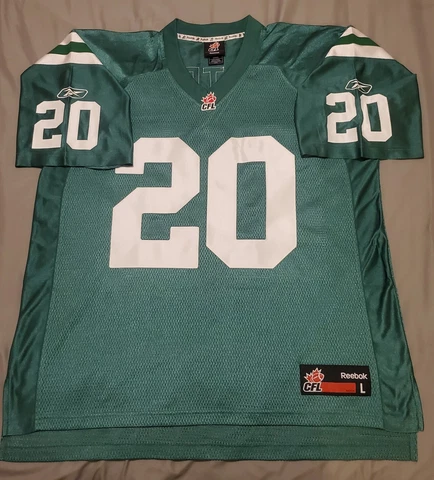 Saskatchewan Roughriders Jersey 20 Wes Cates Large Reebok Cover