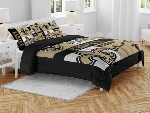 New Orleans Saints NFL Block Logo 3pc Full/Queen Bed Set-F49450523 Cover