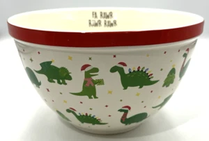 The Bake Shop Christmas Dinosaur Mixing Bowl 8.25" Rare - Picture 1 of 10