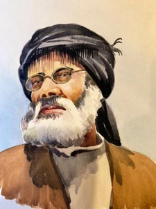 D. Vlad Original Vintage Watercolor Portrait of a "Persian Man" Orientalist MCM - Picture 1 of 5
