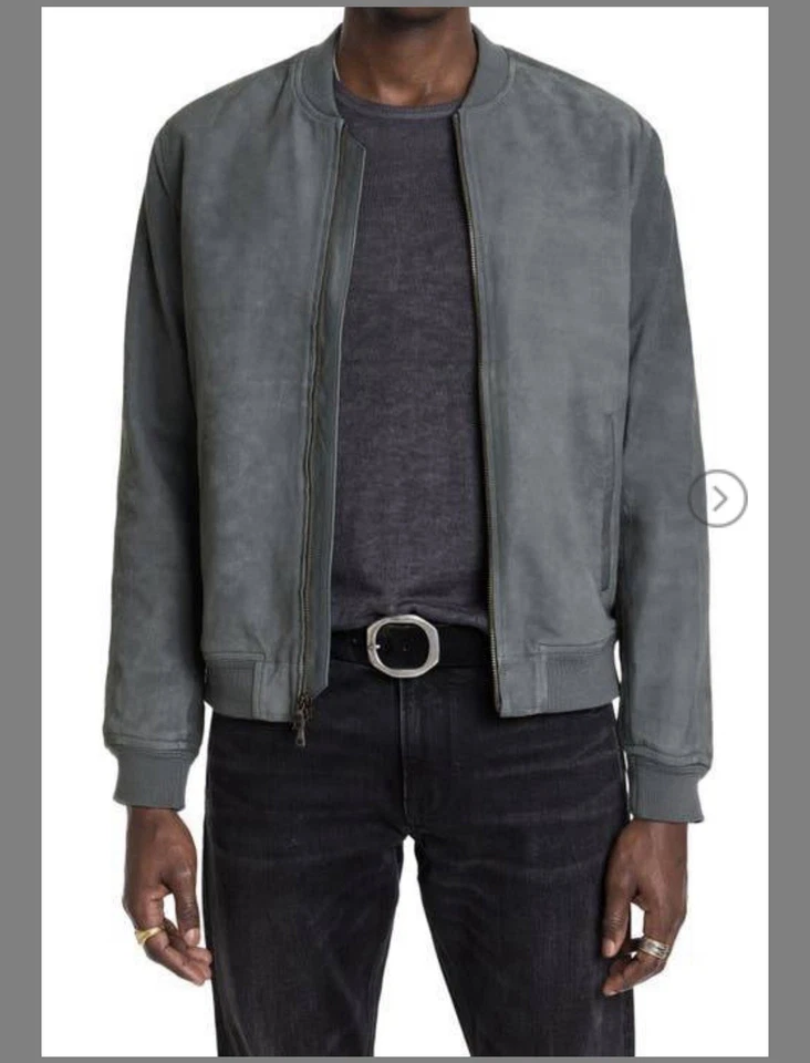 John Varvatos Khai Suede Bomber Jacket – Blue Smoke – Size 50 (US L) – NWT: - Image 1 of 1