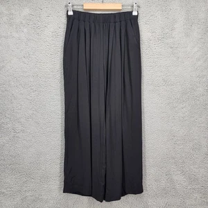 EILEEN FISHER PETITE PP/PTP (2/4) Hose schwarz 100 % Seide weites Bein elastischer Bund - Bild 1 von 12
