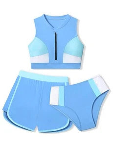 Girls Swimsuits Bathing Suits for Teen Girls 12-14 Color Block Zipper Front B... - Picture 1 of 9