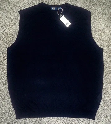 NWT Men's CUTTER & BUCK V-Neck Sweater Vest 2XL NAVY BLUE ~ Merino Wool/Acrylic - Image 1 of 3