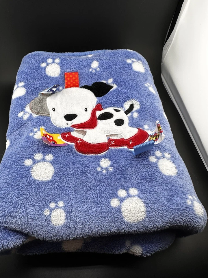 Taggies Manta Bebé Azul Felpa Manchada Cachorro Perro Patas 30x40" Etiquetas Sensoriales Lovey Foto 1 de 4