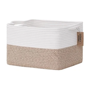 Cotton Rope Woven Basket with Handles for Shelves,Toys,Book, Cloth Storage Ba... - Picture 1 of 7