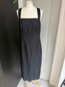 Mint Velvet Linen Column Midi Dress UK 14 Black NWTs - Picture 1 of 12