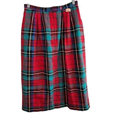 Falda Vintage A Cuadros Para Mujer Pequeña Roja Años 80 Midi Lino Preppy Academia Twee Navidad Foto 1 de 4