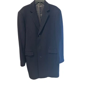 Men’s Saks Fifth Ave Navy Wool Italian Overcoat. Size 40R - Picture 1 of 6