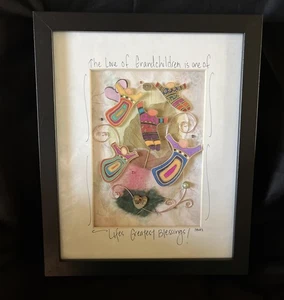Signed Lewis 3D Mixed Media Handmade “The Love Of Grandchildren…” Shadow Box - Picture 1 of 7