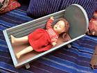 Vintage 1940/50's Composition Doll with Cradle / Crib - In need of restoration