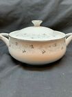MOON MIST (FINE CHINA OF JAPAN) COVERED BOWL GRAY & WHITE SCROLLS & FLOWERS 