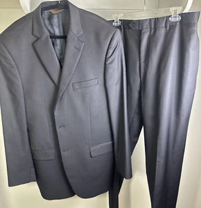 Pronto Uomo Platinum Pinstripe Suit Black 100% Wool size 44L 36 Waist - Picture 1 of 24