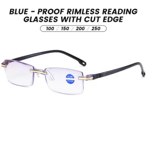 Reading Glasses Rimless Blue Light Blocking Computer Reading Eyeglasses Ruemt - Picture 1 of 24