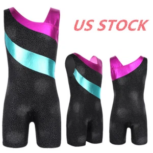 Niñas Brillo Baile Gimnasio Gimnasia Leotardo Una Pieza Mono Unitard Biketard - Imagen 1 de 13