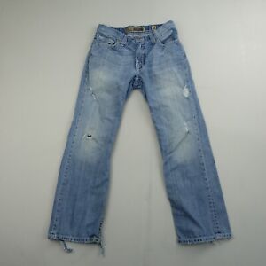 BKE Cole Straight Leg Jeans Mens 31 Blue Distressed 100% Cotton 28" INSM *Worn