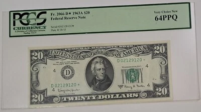 $20 1963 A STAR ⭐ LEGAL TENDER US NOTE Fr.2066 SN# D02129120 ⭐ PCGS 64 PPQ - Image 1 of 4