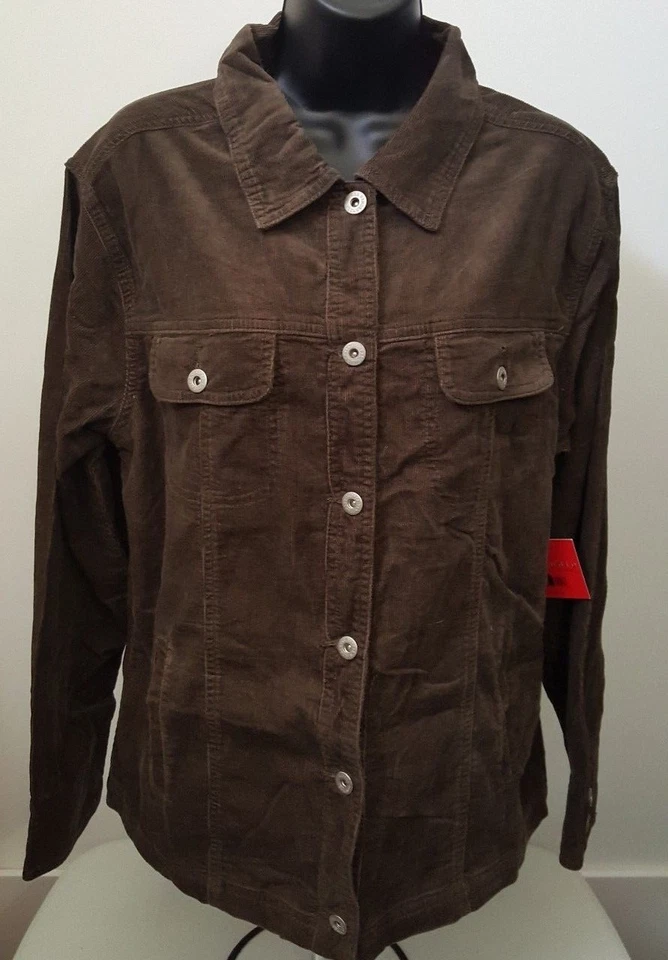 Abrigo Chaqueta Pana Mujer Gloria Vanderbilt Talla XL X Grande Marrón NUEVO Foto 1 de 3