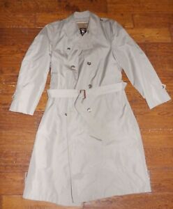 Hart Schaffner Marx Double Breasted Coat Khaki Overcoat Trench Coat w Liner 40L