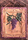Lyon Home Gallery Terracotta Hanging Wall Plaque Grapes Fruit Decor Metal Accent