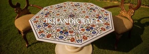 Antique Multi Floral Design Marble Console Table Top Interior Home Decor 2'x2' - Picture 1 of 4