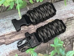 20 22 mm Blk Gray Camo Adjustable Survival Paracord Watch Band Fits 7" 8" Wrists - Picture 1 of 6