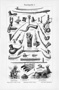 1905 TOBACCO PIPES ANCIENT MODERN VINTAGE ENGRAVING ILLUSTRATION PRINT 2 Pages - Bild 1 von 4