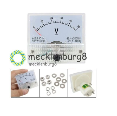 DC 0-50V 85C1 Analog Panel Meter Voltage Volt Meter Voltmeter White 50V Measure - Bild 1 von 4