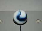 Akro Agate Corkscrew White Base Dark Blue Swirl Approx 5/8"