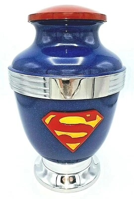 Brass Adult Cremation / Memorial Urn for Ashes - Superman Design  - Image 1 of 2