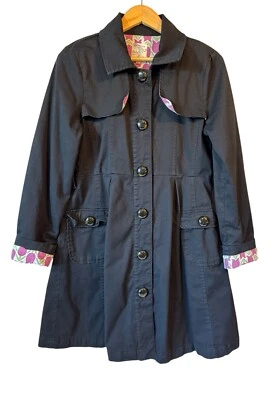 Anthropologie Tulle Black Denim Trench Size Large No Belt - Image 1 of 4
