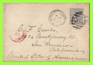 G.B. - BPO (Türkisches Reich) 1983 Q.V. 21⁄2 auf Abdeckung, B.P.O. G06, über London nach USA - Bild 1 von 2