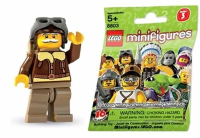 LEGO® SERIES 3 8803 Pilot minifigure (#2) Sealed Foil Pouch RETIRED NIP Unopened - Image 1 of 4