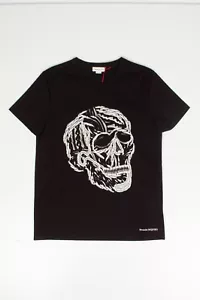 Original Alexander Mcqueen Men Black T Shirt Skull Size S H4548-23 - Picture 1 of 8