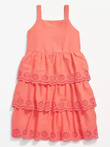 NWT GIRLS OLD NAVY TIERED EYELET DRESS SIZE 10 12 L LARGE SPRING SUMMER EASTER - Picture 1 of 3