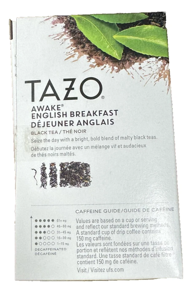 Chá preto TAZO Organic Awake café da manhã inglês, chá preto com cafeína - Imagem 1 de 1