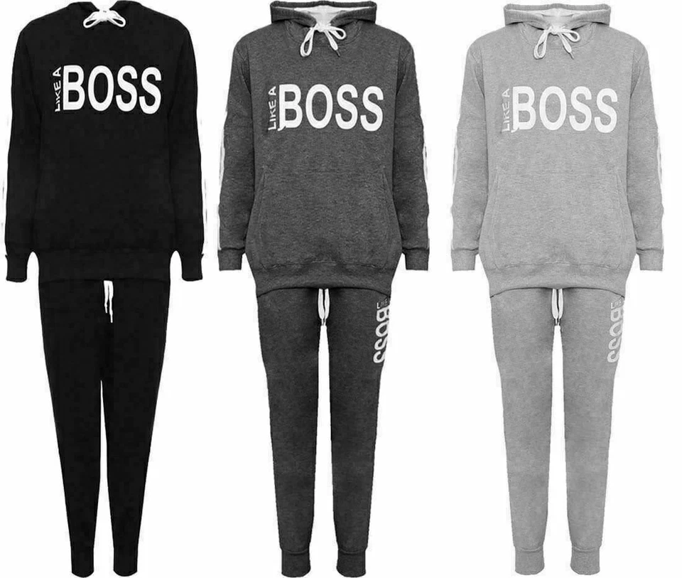 Women Plus size Like A Boss Tracksuit Hooded Jogging Bottom Ladies Loungewear - Image 1 of 1