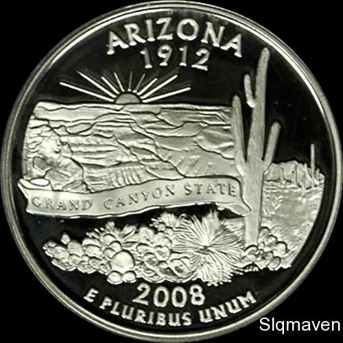 2008 S 90% Silver Arizona State Quarter Deep Cameo Gem Proof No Reserve - Image 1 of 1