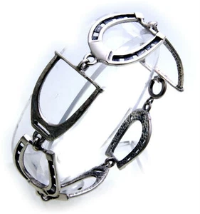 Pulsera herradura estribo oro real 333 oro amarillo macizo unisex caballo - Imagen 1 de 2