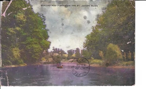 Fishing on the St. Joseph's River Antique Color Postcard #442 - Picture 1 of 2
