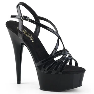 PLEASER DELIGHT-613 Women's 6" Heel Platform Criss-Cross Strap Sandal Shoes - Picture 1 of 6