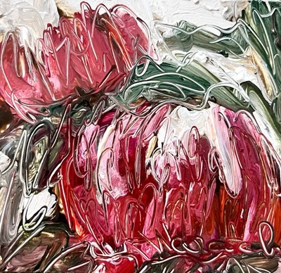 Pintura al óleo Waratah flores y plantas nativas australianas arte floral original Foto 1 de 4